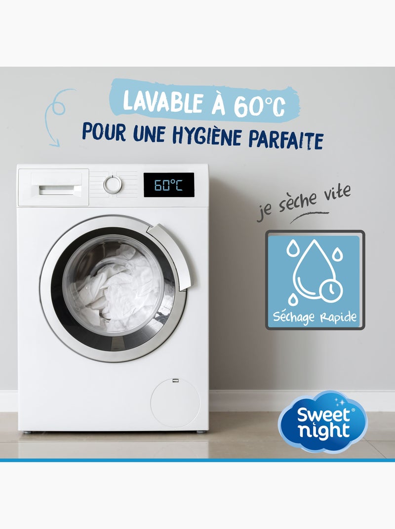 Lot Protège-Matelas + 1 Protège-Oreiller - Bouclette Éponge Coton Absorbante Blanc - Kiabi