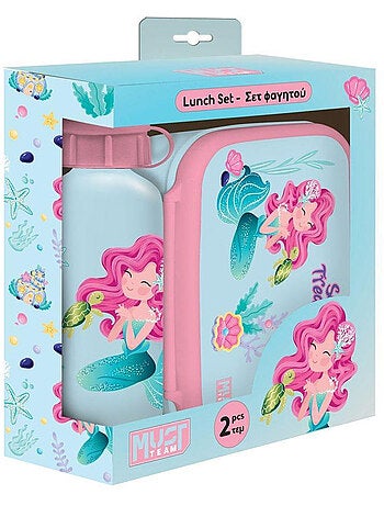 Lot repas enfant sirène 2 pièces boîte PVC + gourde alu CMP