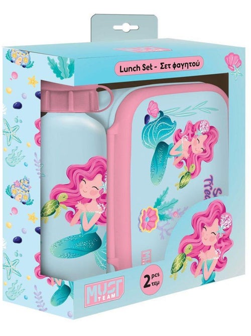 Lot repas enfant sirène 2 pièces boîte PVC + gourde alu CMP - Kiabi Lot repas enfant sirène 2 pièces boîte PVC + gourde alu CMP - Kiabi