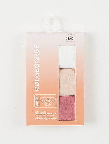 Lot shorty x3 coton bio Geraldine - RougeGorge Lingerie