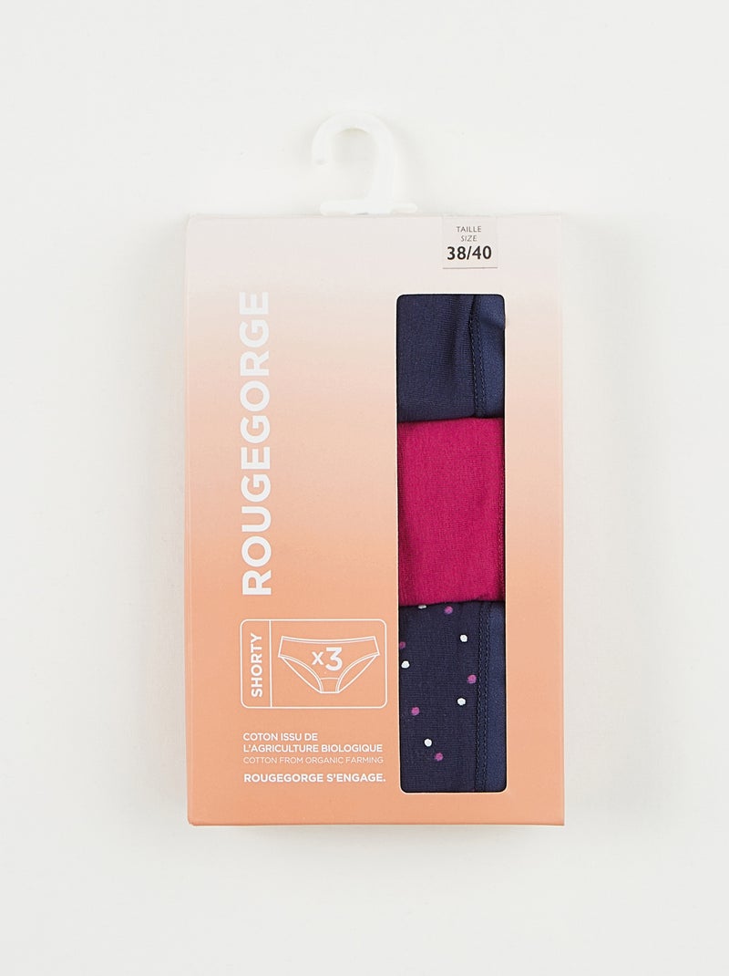 Lot shorty x3 coton bio Geraldine - RougeGorge Lingerie Multicolore - Kiabi