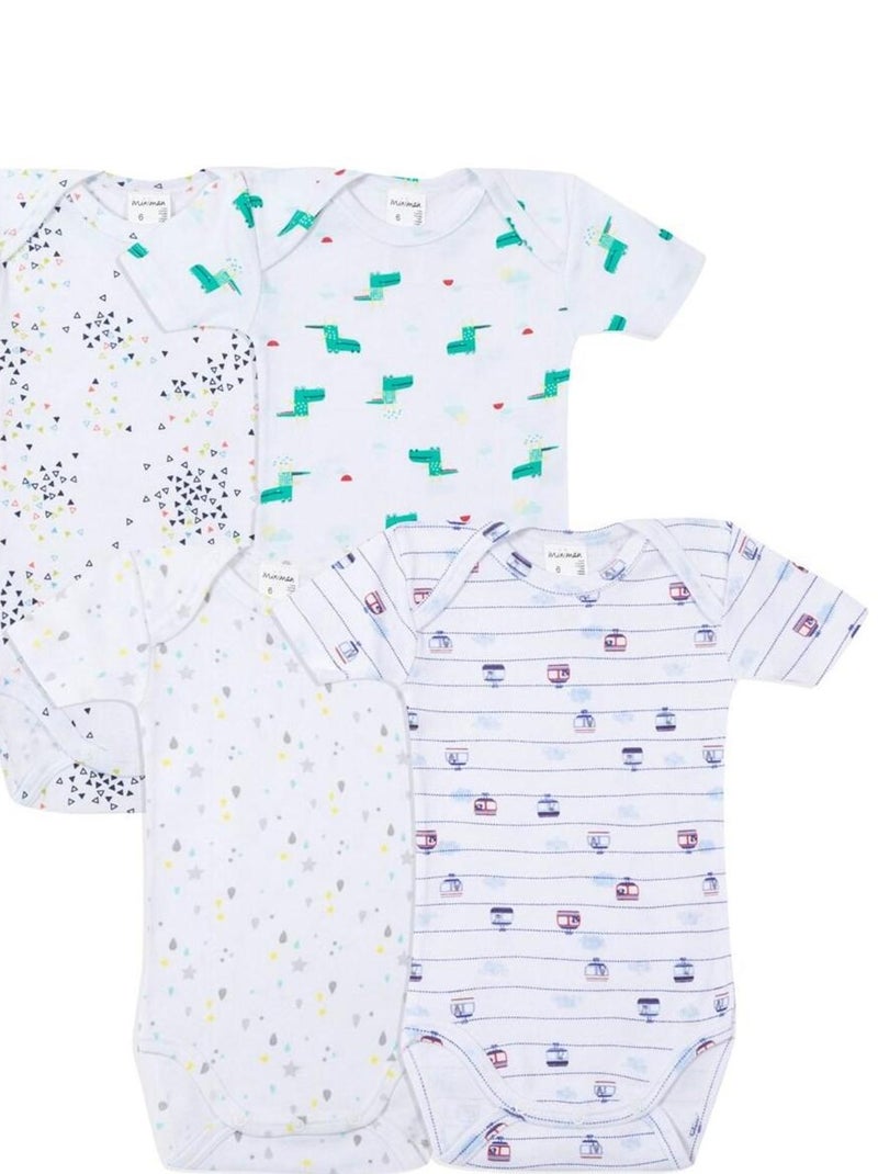 Lot surprise de 4 bodies manches courtes Oeko-Tex 'Miniman' Multicolore - Kiabi
