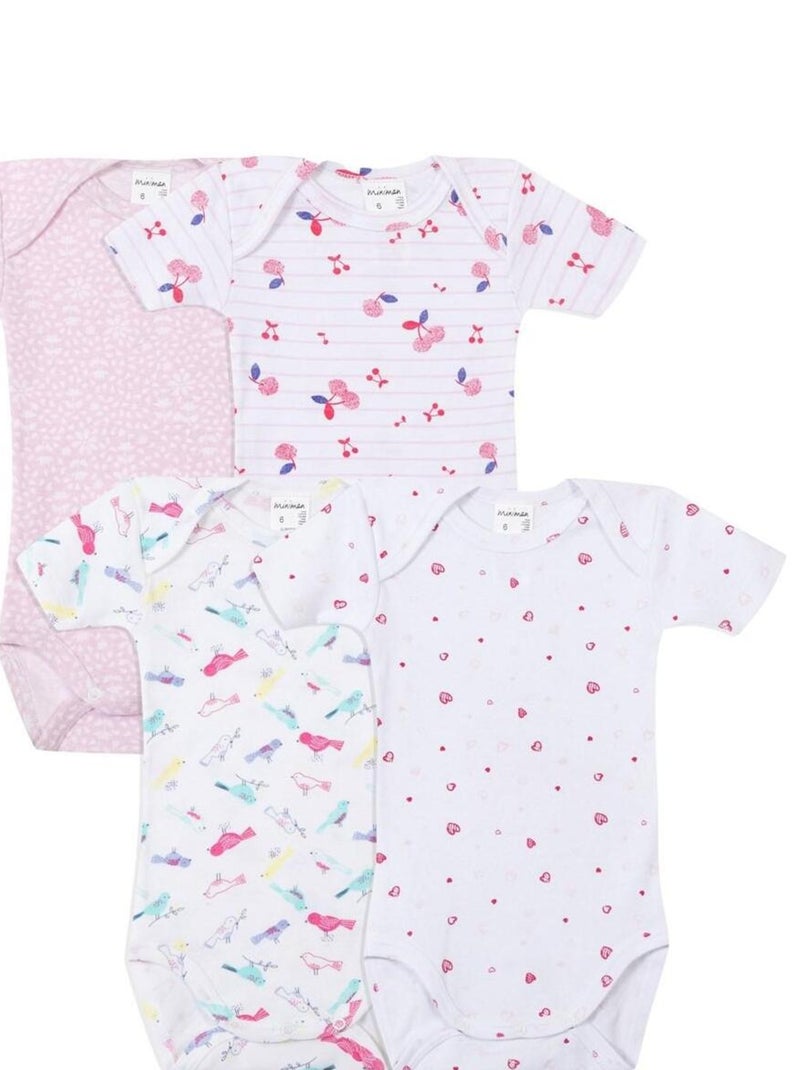 Lot surprise de 4 bodies manches courtes Oeko-Tex 'Miniman' Multicolore - Kiabi