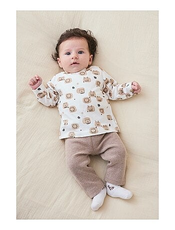 Lot t-shirt + legging, jersey côtelé Noukie's