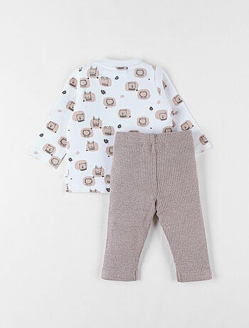 Lot t-shirt + legging, jersey côtelé Noukie's
