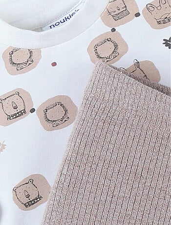 Lot t-shirt + legging, jersey côtelé Noukie's