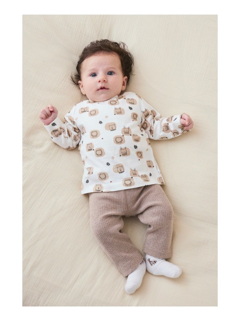 Lot t-shirt + legging, jersey côtelé Noukie's Beige - Kiabi