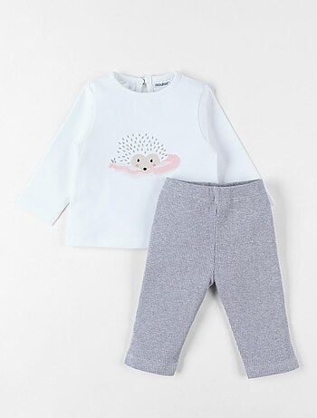 Lot t-shirt + legging, jersey côtelé Noukie's