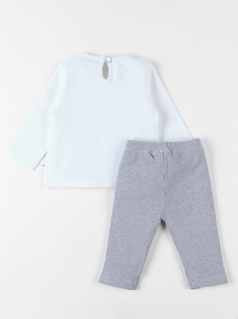Lot t-shirt + legging, jersey côtelé Noukie's Blanc - Kiabi