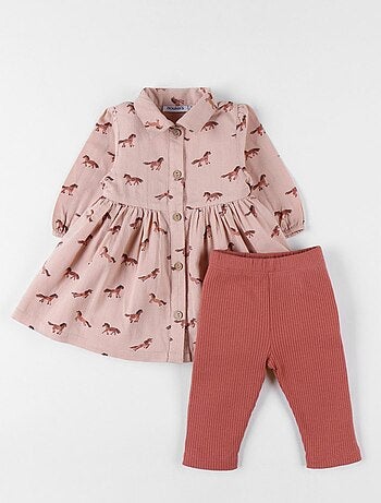 Lot t-shirt + legging, jersey côtelé Noukie's