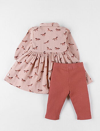 Lot t-shirt + legging, jersey côtelé Noukie's