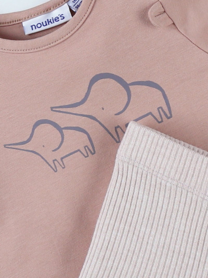 Lot t-shirt + legging, jersey Noukie's Beige - Kiabi