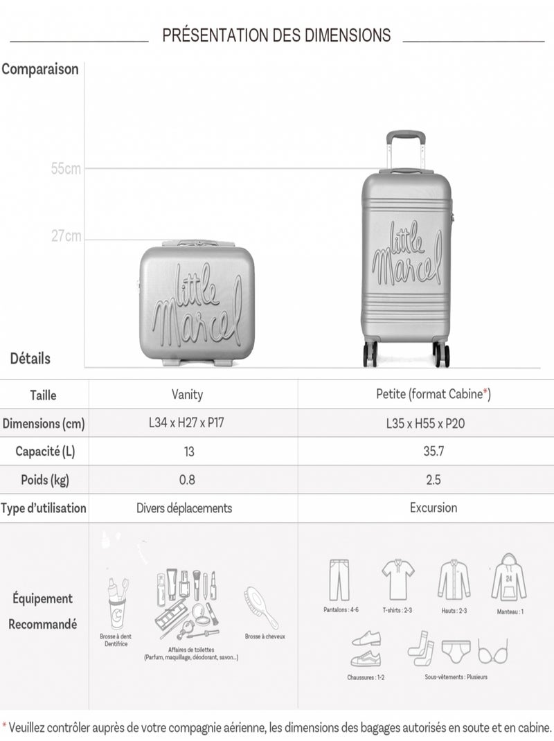 Lot valise cabine 55cm plus un vanity rigide Gris - Kiabi