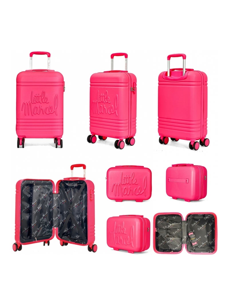 Lot valise cabine 55cm plus un vanity rigide Rose fushia - Kiabi