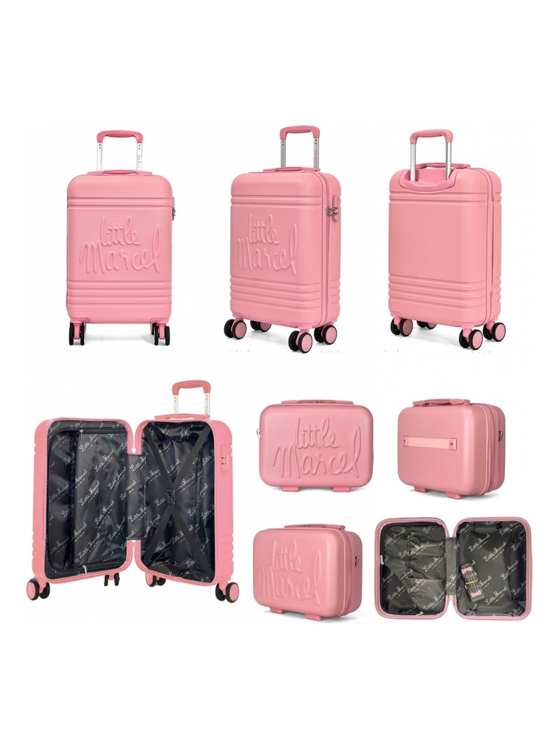Lot valise cabine 55cm plus un vanity rigide Rose pâle - Kiabi