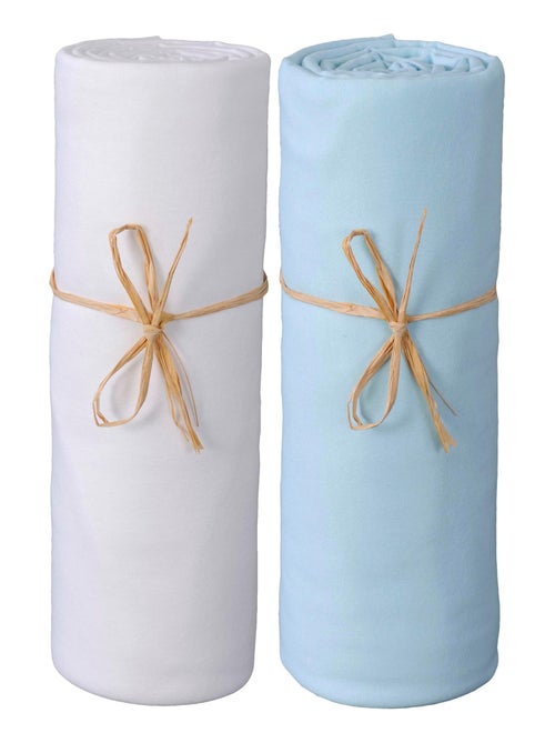 Lot x2 Draps housse bébé 100% jersey Bio peigné - 'P'tit Basile' - Kiabi