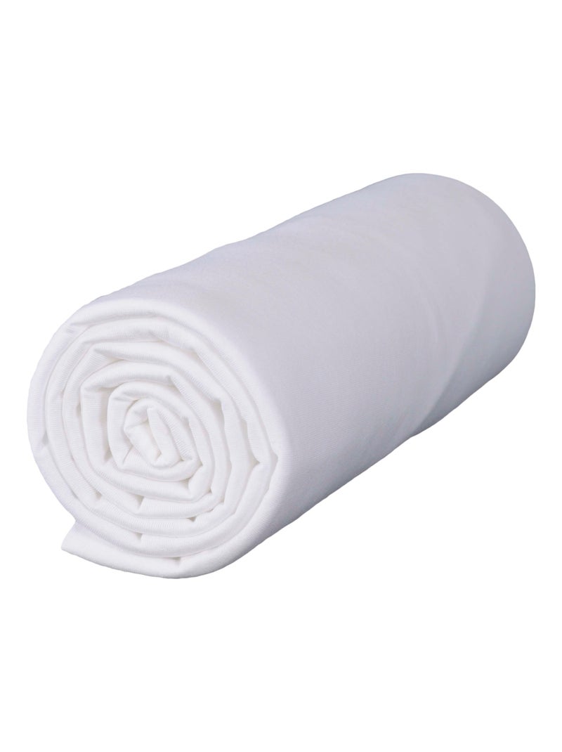 Lot x2 Draps housse bébé 100% jersey Bio peigné - 'P'tit Basile' Blanc Gris - Kiabi