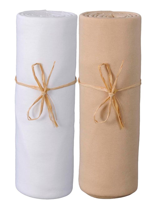 Lot x2 Draps housse bébé 100% jersey Bio peigné - 'P'tit Basile' - Kiabi