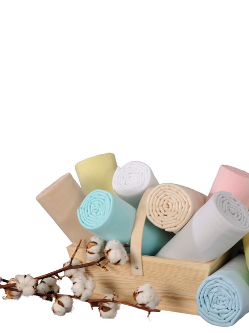 Lot x2 Draps housse bébé 100% jersey Bio peigné - 'P'tit Basile' - Kiabi
