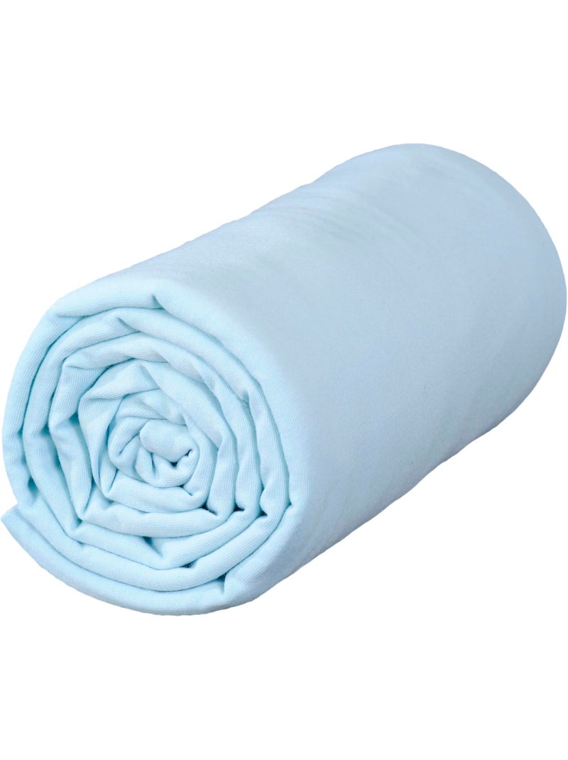 Lot x2 Draps housse bébé 100% jersey Bio peigné - 'P'tit Basile' Bleu Ecru - Kiabi