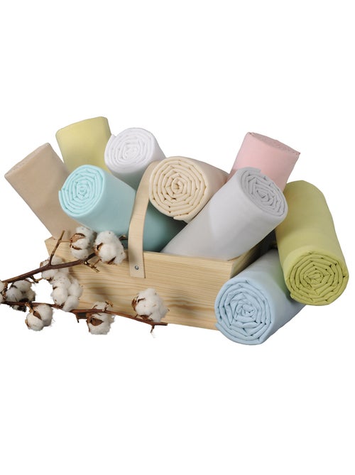 Lot x2 Draps housse berceau - Coton Bio - 'P'tit Basile' - Kiabi