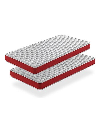 LOT X2 Matelas en mousse respirante VELVET, Epaisseur 14 CM , Ergonomique et adaptable