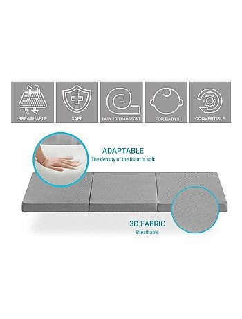 LOT X2 Matelas pliable pour lit de voyage 120 x 60 cm, matelas en mousse, épaisseur 5 cm, pliable