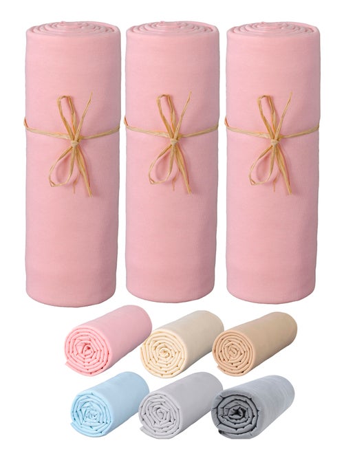 Lot x3 Draps housse bébé 100% jersey Bio peigné - 'P'tit Basile' - Kiabi