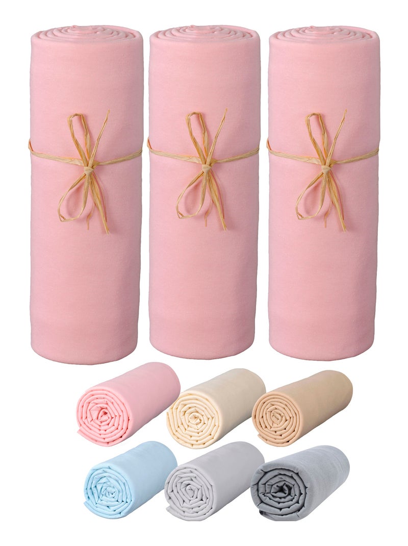 Lot x3 Draps housse bébé 100% jersey Bio peigné - 'P'tit Basile' Rose bonbon - Kiabi