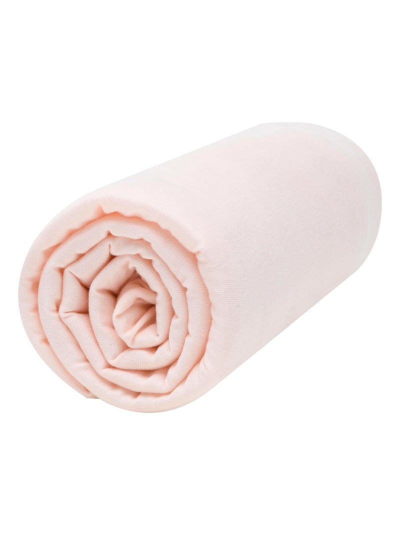Lot x3 Draps housse bébé 100% jersey Bio peigné - 'P'tit Basile' Rose clair - Kiabi