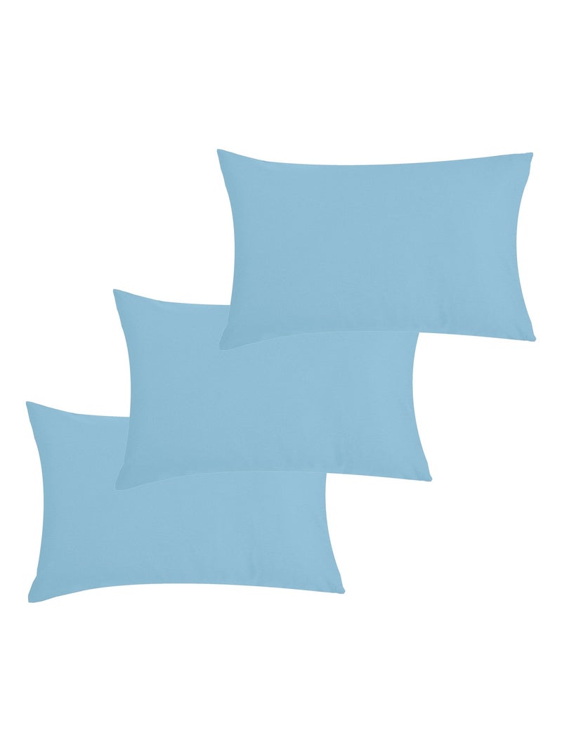 Lot x3 Taies d'oreiller 40x60 cm - 100% coton Bio - 'Ptit Basile' Bleu ciel - Kiabi