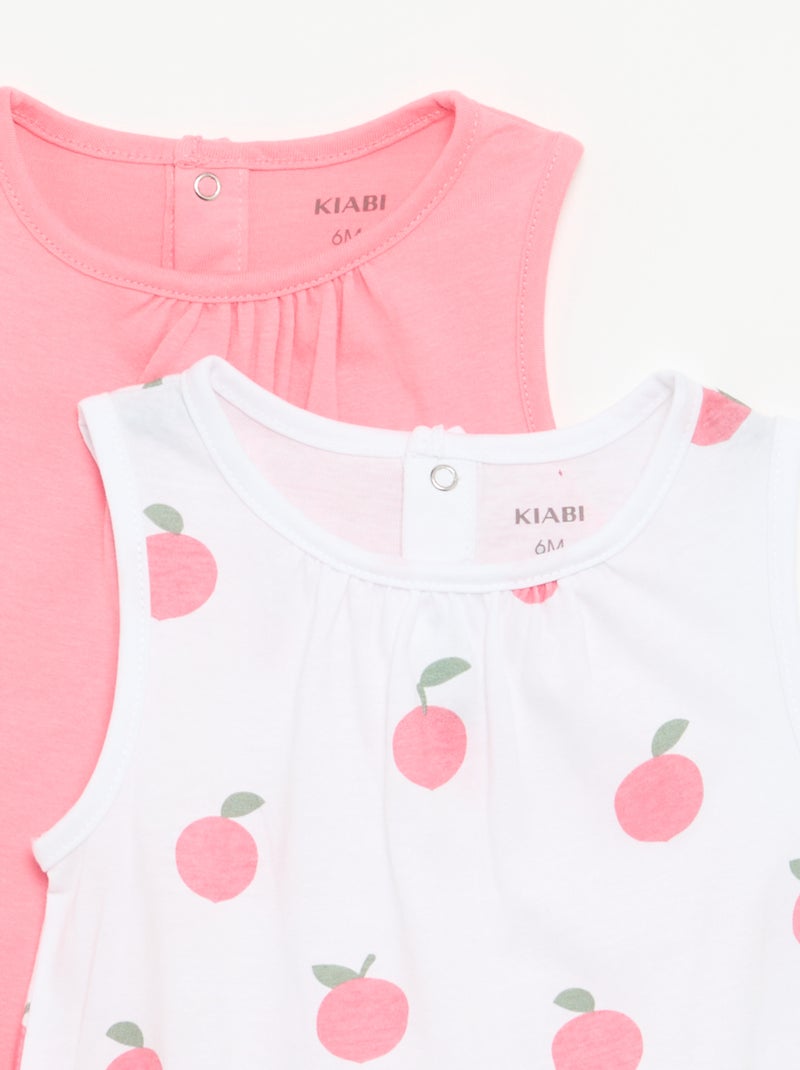Lots de 2 barboteuses sans manches Blanc - Kiabi