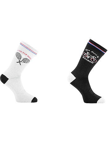Lots de 2 Paires de chaussettes de ville homme Tennis & Vélo Twinday