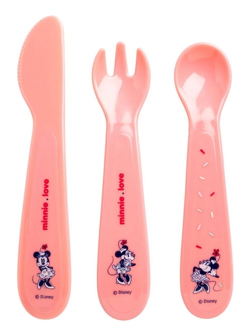 Lots de 3 couverts bébé en plastique - Minnie Confettis - Babycalin - Kiabi