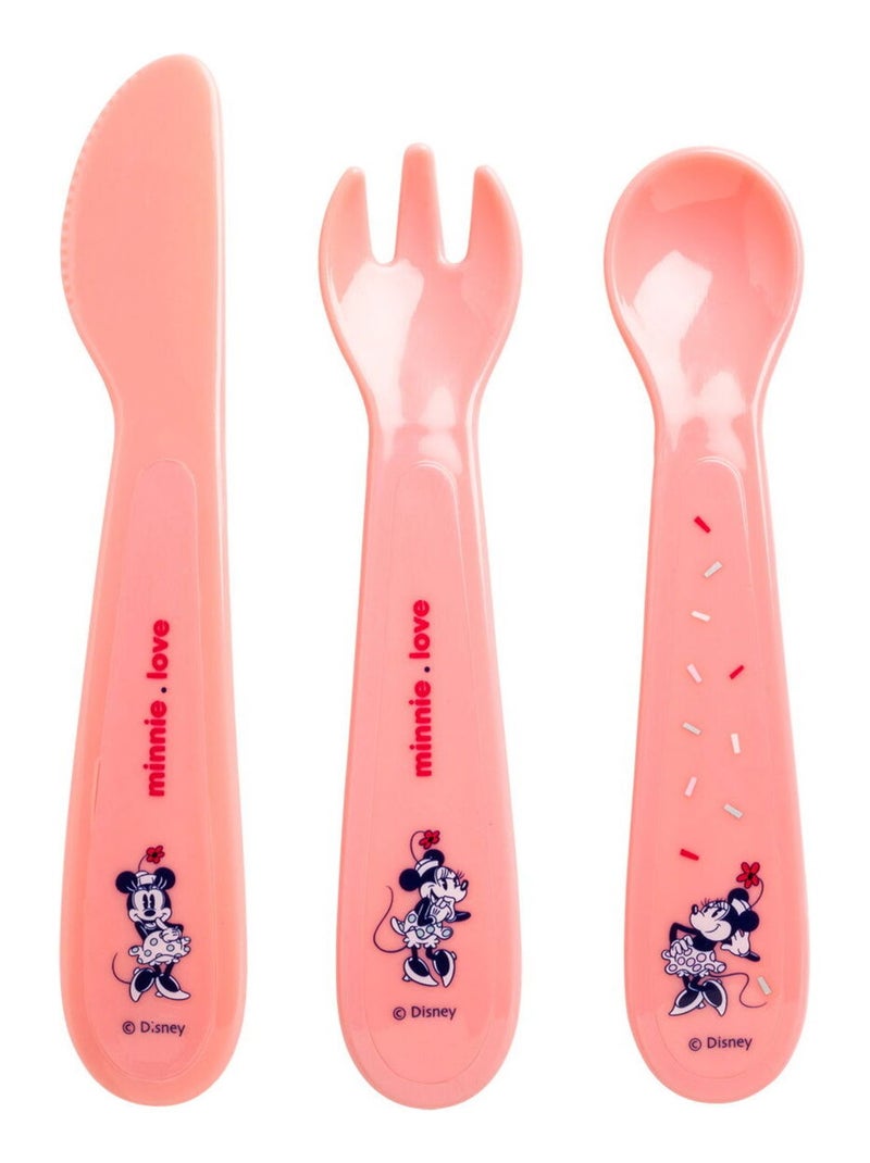 Lots de 3 couverts bébé en plastique - Minnie Confettis - Babycalin Rose fushia - Kiabi