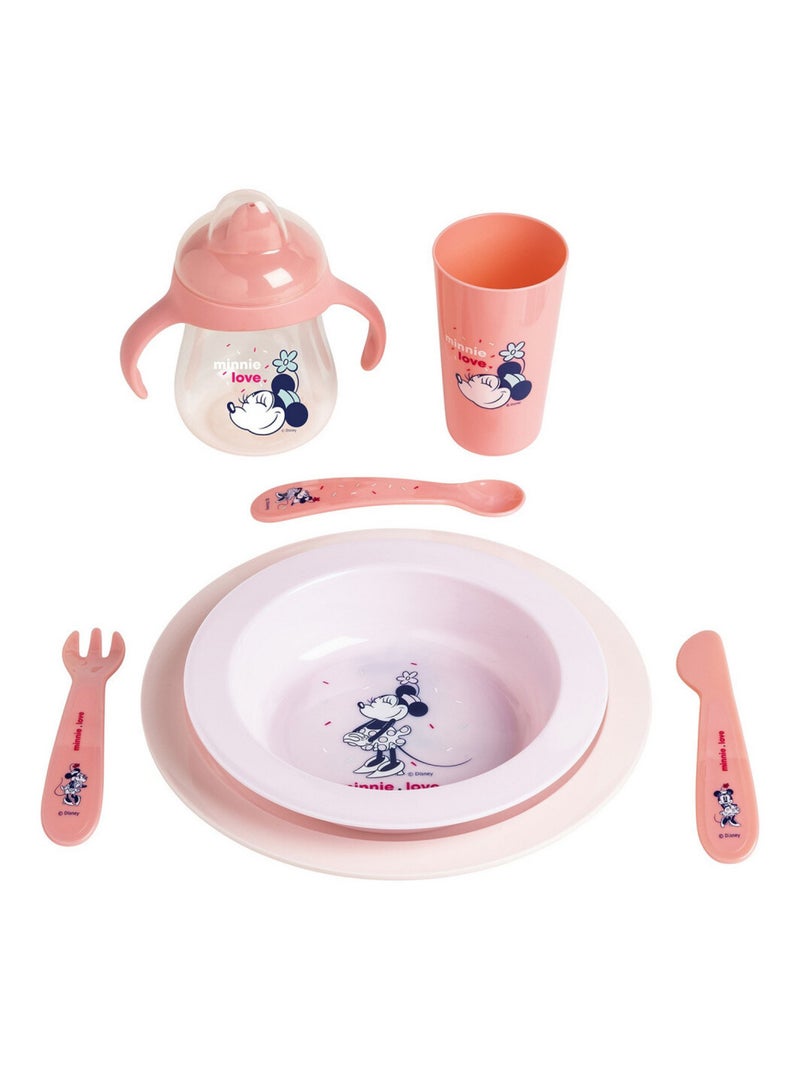 Lots de 3 couverts bébé en plastique - Minnie Confettis - Babycalin Rose fushia - Kiabi