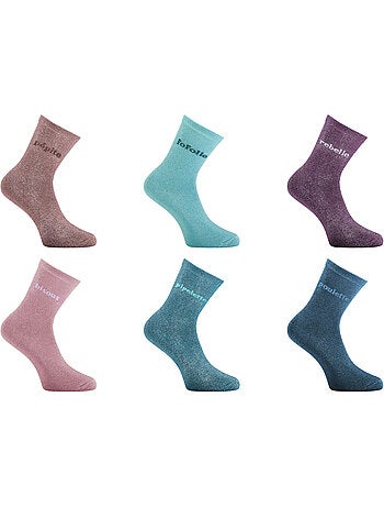 Lots de 6 paires de chaussettes femme à paillettes soft pépite twinday