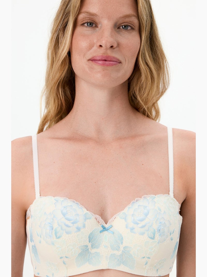 Lotus soutien-gorge en dentelle à fleurs, avec coussinets penti Blanc cassé - Kiabi