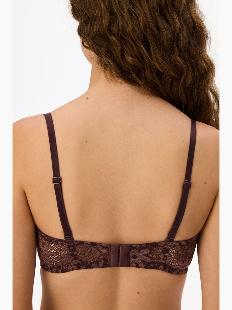Lotus soutien-gorge en dentelle rembourré penti Rouge bordeaux - Kiabi