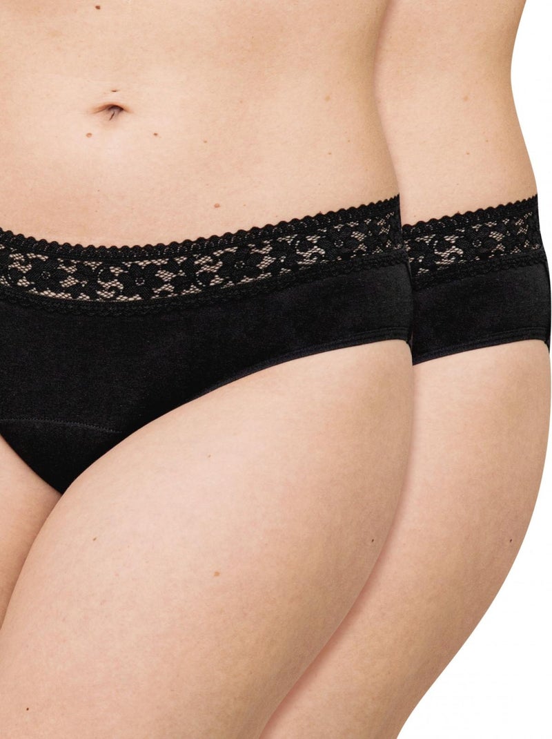 LOTx2 Culotte BIO ULTRA absorbante   - Gérard Pasquier Noir Noir - Kiabi