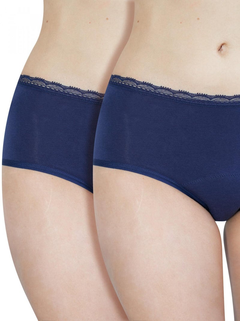 LOTx2 Culotte haute menstruelle BIEN ÊTRE   - Gérard Pasquier Bleu marine - Kiabi