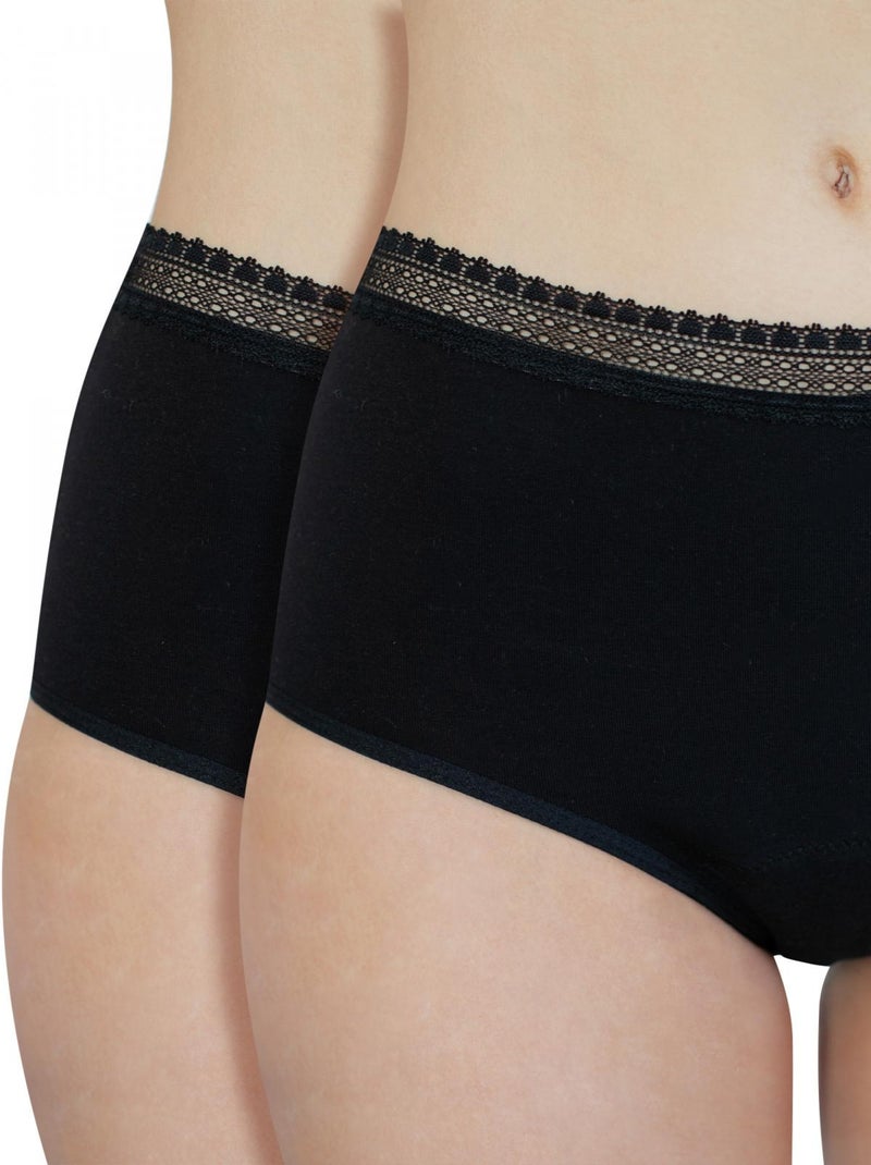 LOTx2 Culotte haute menstruelle BIEN ÊTRE BIO   - Gérard Pasquier Noir Noir - Kiabi