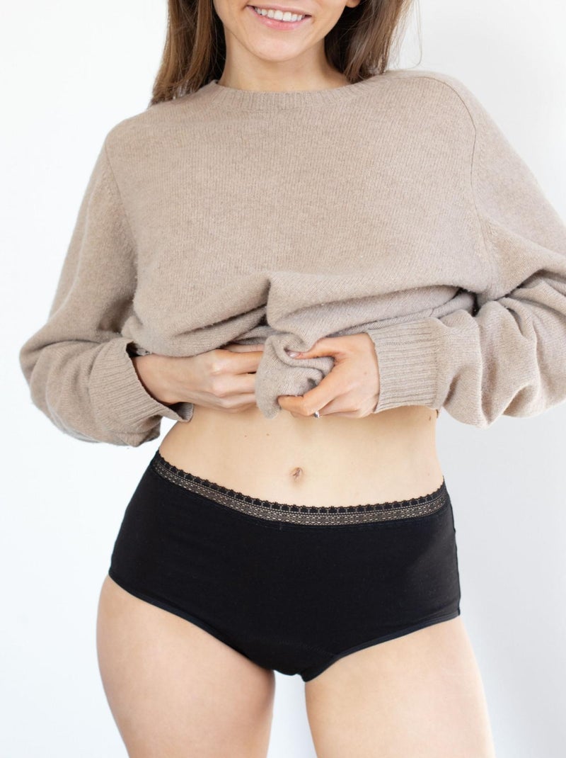 LOTx2 Culotte haute menstruelle BIEN ÊTRE BIO   - Gérard Pasquier Noir Noir - Kiabi