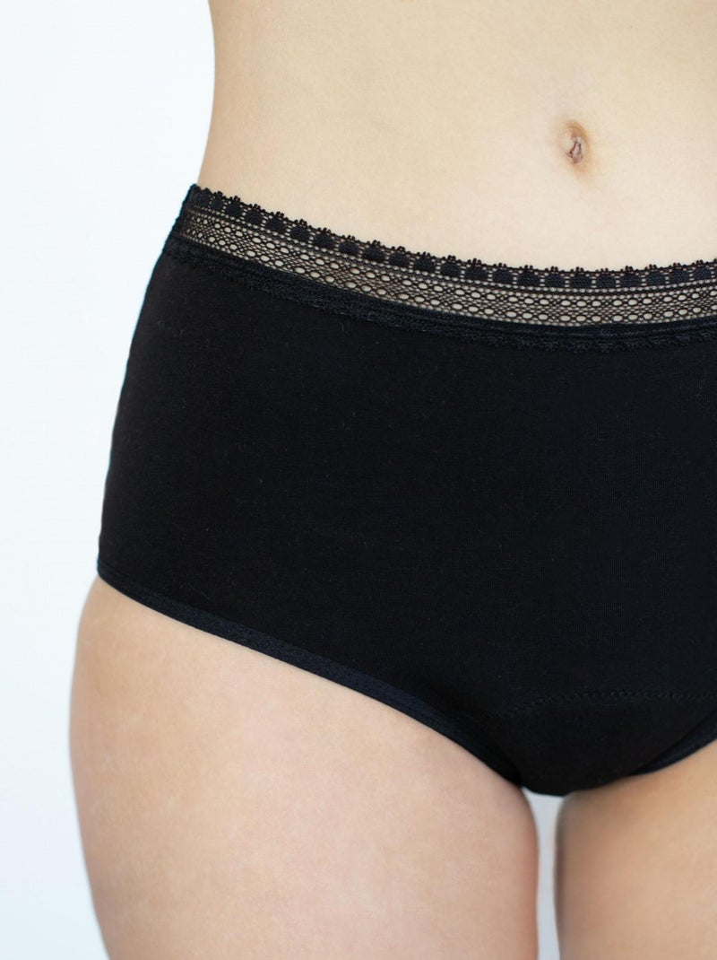 LOTx2 Culotte haute menstruelle BIEN ÊTRE BIO   - Gérard Pasquier Noir Noir - Kiabi