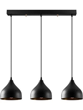 LOUISE Suspension en métal noir 3 ampoules
