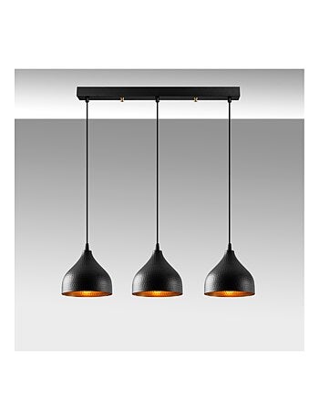 LOUISE Suspension en métal noir 3 ampoules