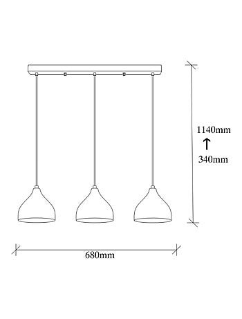 LOUISE Suspension en métal noir 3 ampoules