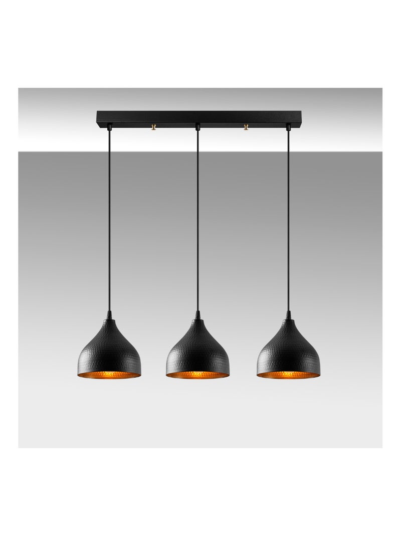 LOUISE Suspension en métal noir 3 ampoules Noir Noir - Kiabi
