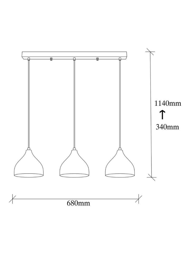 LOUISE Suspension en métal noir 3 ampoules Noir Noir - Kiabi