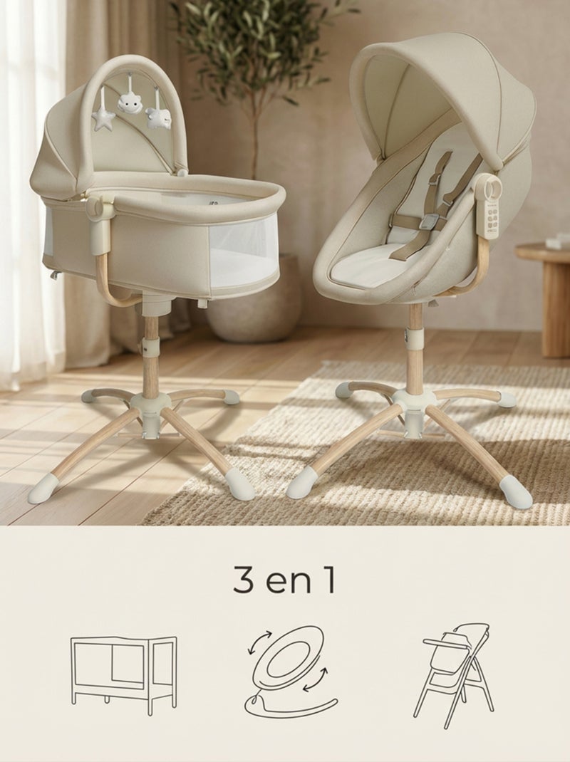 LOUNA Berceau 4 en 1 Multifonction Beige - Kiabi